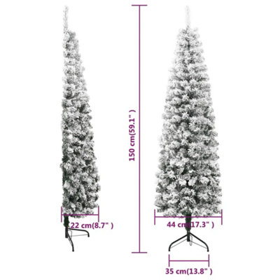 Berkfield Slim Artificial Half Christmas Tree with Flocked Snow 150 cm - 9