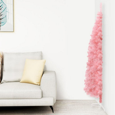 Berkfield Slim Artificial Half Christmas Tree with Stand Pink 210 cm