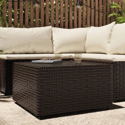 Berkfield Square Garden Coffee Table Brown 50x50x30 cm Poly Rattan ...