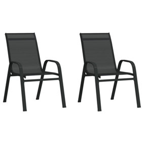 Berkfield Stackable Garden Chairs 2 pcs Black Textilene Fabric