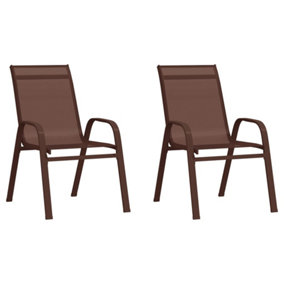 Berkfield Stackable Garden Chairs 2 pcs Brown Textilene Fabric