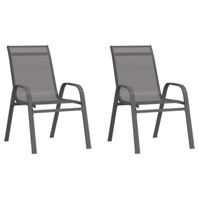 Berkfield Stackable Garden Chairs 2 pcs Grey Textilene Fabric DIY at B&Q