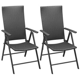 Berkfield Stackable Garden Chairs 2 pcs Poly Rattan Black