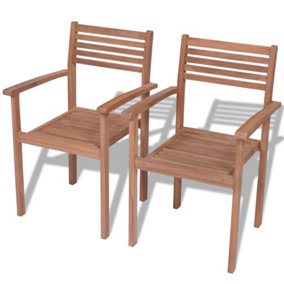 Berkfield Stackable Garden Chairs 2 pcs Solid Teak Wood