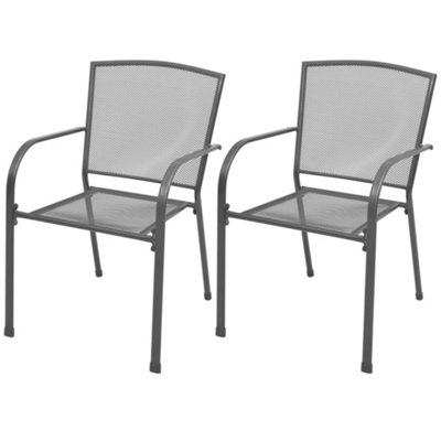 Berkfield Stackable Garden Chairs 2 pcs Steel Grey