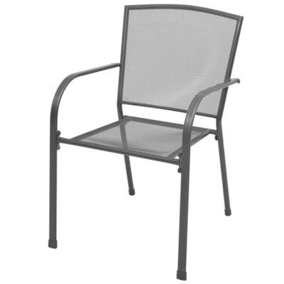 Berkfield Stackable Garden Chairs 2 pcs Steel Grey