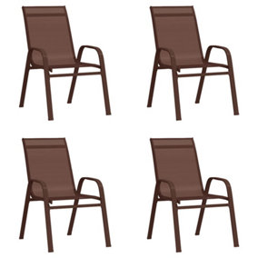 Berkfield Stackable Garden Chairs 4 pcs Brown Textilene Fabric