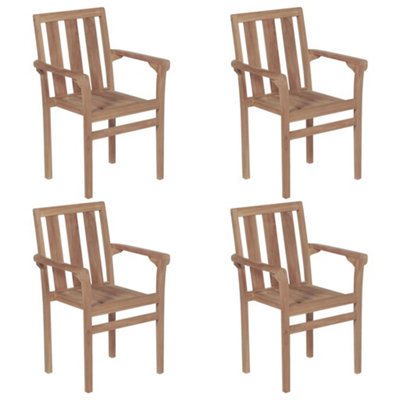 Berkfield Stackable Garden Chairs 4 pcs Solid Teak Wood