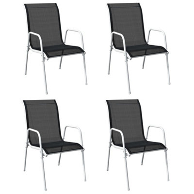 Berkfield Stackable Garden Chairs 4 pcs Steel and Textilene Black DIY