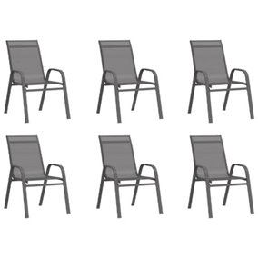 Berkfield Stackable Garden Chairs 6 pcs Grey Textilene Fabric