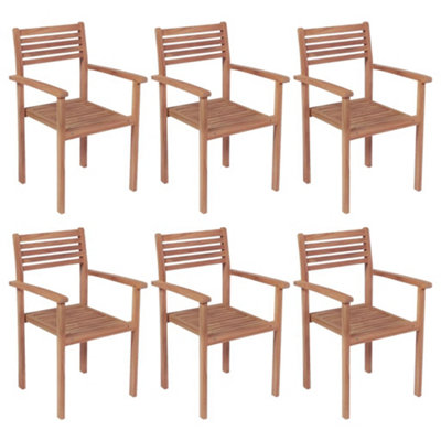 Berkfield Stackable Garden Chairs 6 pcs Solid Teak Wood DIY at B&Q