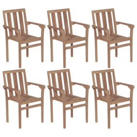 Berkfield Stackable Garden Chairs 6 pcs Solid Teak Wood