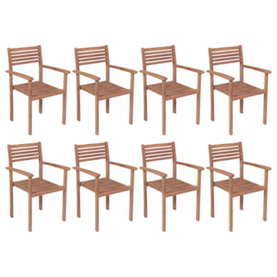 Berkfield Stackable Garden Chairs 8 pcs Solid Teak Wood DIY at B&Q