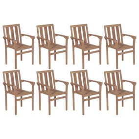 Berkfield Stackable Garden Chairs 8 pcs Solid Teak Wood