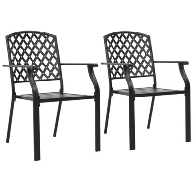 Berkfield Stackable Outdoor Chairs 2 pcs Steel Black