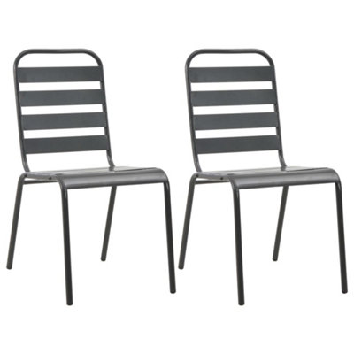 Berkfield Stackable Outdoor Chairs 2 pcs Steel Grey