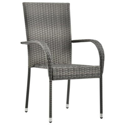 Berkfield Stackable Outdoor Chairs 4 pcs Grey Poly Rattan