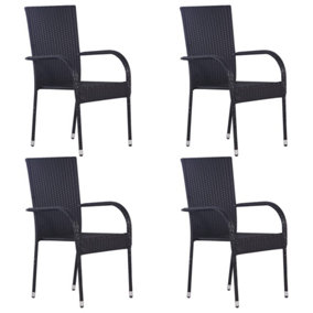 Berkfield Stackable Outdoor Chairs 4 pcs Poly Rattan Black