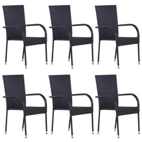 Berkfield Stackable Outdoor Chairs 6 pcs Poly Rattan Black