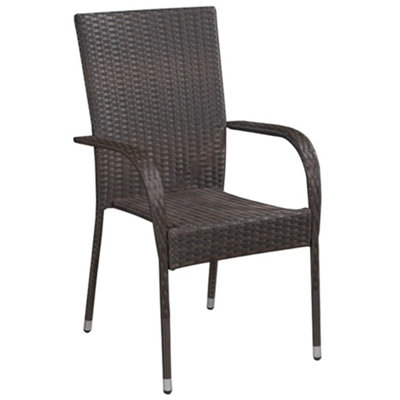 Berkfield Stackable Outdoor Chairs 6 pcs Poly Rattan Brown