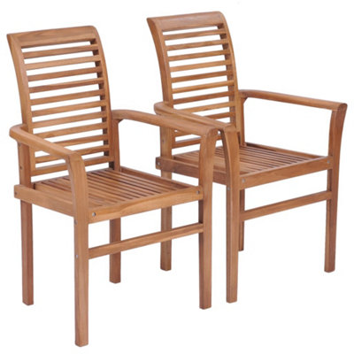 Berkfield Stacking Dining Chairs 2 pcs Solid Teak