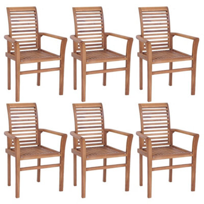 Berkfield Stacking Dining Chairs 6 pcs Solid Teak Wood