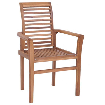 Berkfield Stacking Dining Chairs 6 pcs Solid Teak Wood