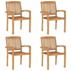 Berkfield Stacking Garden Chairs 4 pcs Solid Teak Wood