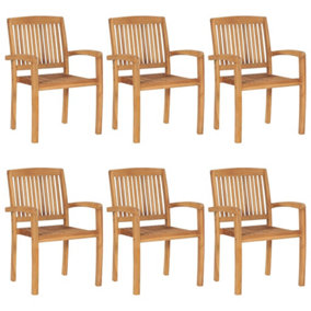 Berkfield Stacking Garden Chairs 6 pcs Solid Teak Wood