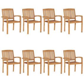 Berkfield Stacking Garden Chairs 8 pcs Solid Teak Wood