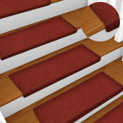 Berkfield Stair Mats 10 pcs Bordeaux Red 65x25 cm Needle Punch