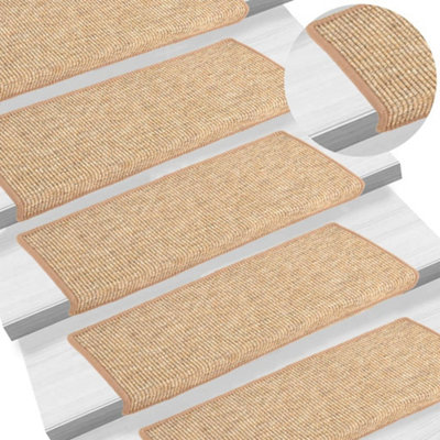 Berkfield Stair Mats 15 pcs 65x21x4 cm Light Brown Rectangular Edge