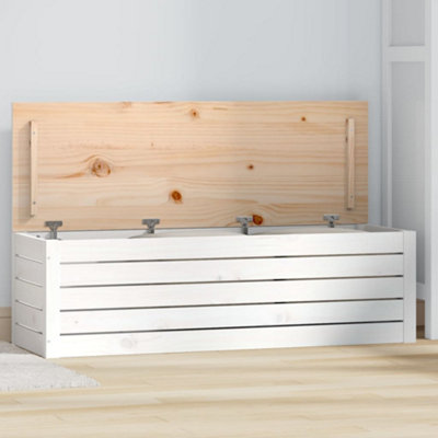 Berkfield Storage Box White 109x36.5x33 cm Solid Wood Pine