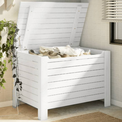 Berkfield Storage Box with Lid RANA White 100x49x54 cm Solid Wood Pine