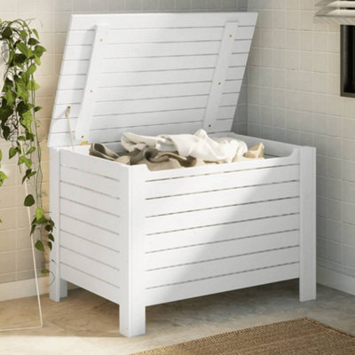Berkfield Storage Box with Lid RANA White 80x49x54 cm Solid Wood Pine