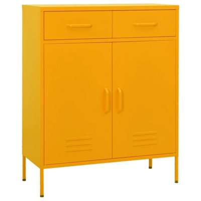 Berkfield Storage Cabinet Mustard Yellow 80x35x101.5 cm Steel | DIY at B&Q