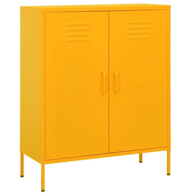 Berkfield Storage Cabinet Mustard Yellow 80x35x101.5 cm Steel | DIY at B&Q