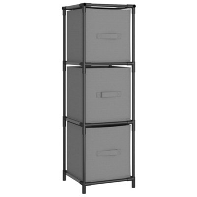 Berkfield Storage Cabinet with 3 Fabric Drawers Grey 34x34x101 cm Steel