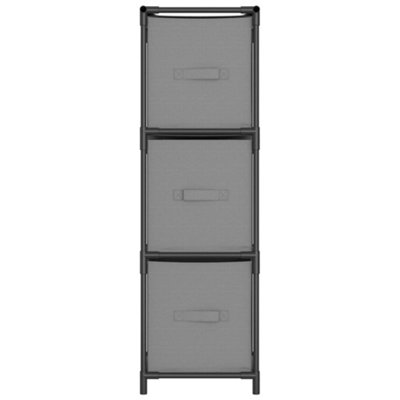Berkfield Storage Cabinet with 3 Fabric Drawers Grey 34x34x101 cm Steel