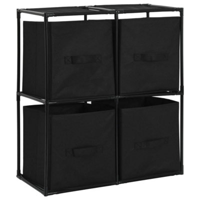 Berkfield Storage Cabinet with 4 Fabric Baskets Black 63x30x71 cm Steel