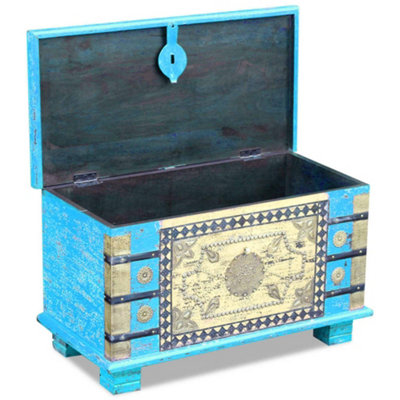 Berkfield Storage Chest Blue Mango Wood 80x40x45 cm