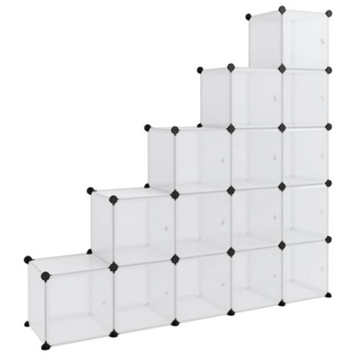 Berkfield Storage Cube Organiser with 15 Cubes and Doors Transparent PP