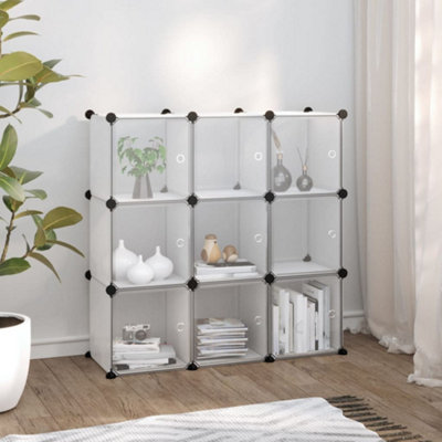Berkfield Storage Cube Organiser with 9 Cubes and Doors Transparent PP
