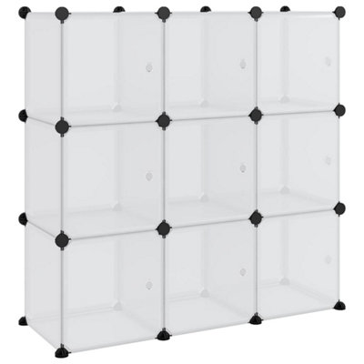 Berkfield Storage Cube Organiser with 9 Cubes and Doors Transparent PP
