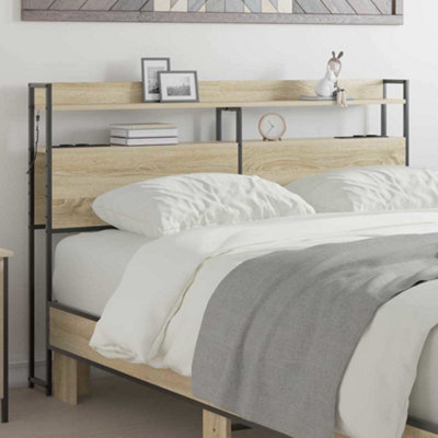 Berkfield Storage Headboard with Shelf Sonoma oak 135 cm Engineered wood