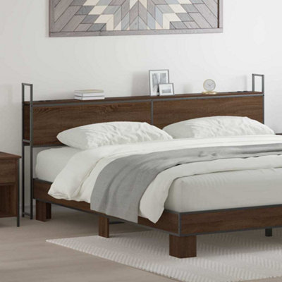 Berkfield Storage Headboard with Storage Brown oak 180 cm Engineered wood