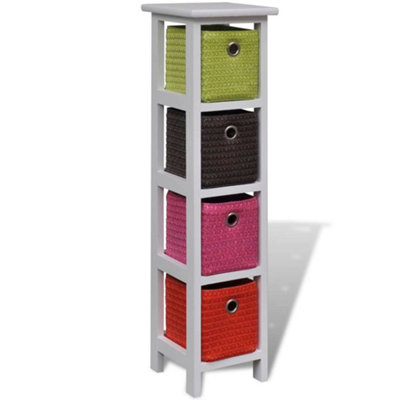 Berkfield Storage Rack with Multi-colour Baskets Paulownia Wood