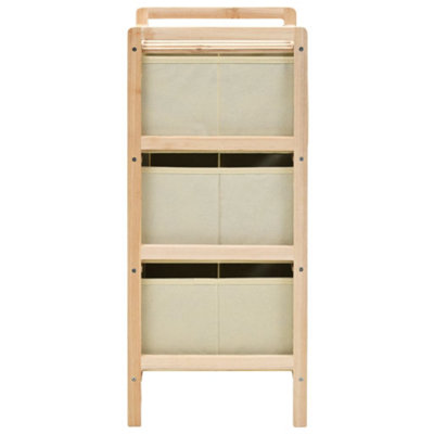 BERKFIELD STORAGE RACKS WITH 3 FABRIC BASKETS 2 PCS BEIGE CEDAR WOOD