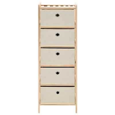 Berkfield Storage Racks with 5 Fabric Baskets 2 pcs Beige Cedar Wood