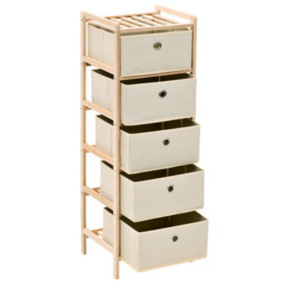 Berkfield Storage Racks with 5 Fabric Baskets 2 pcs Beige Cedar Wood